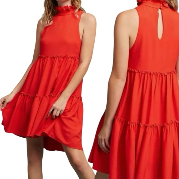 Elliatt x Anthropologie Ruffled Turtleneck Swing Dress - Picture 1 of 14